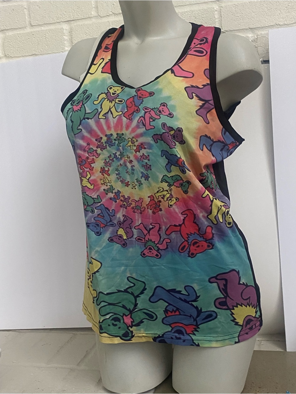 Tie-Dye Dancing Bears Tank Top - Multicolor Grateful Dead themed racer tank